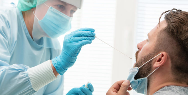 Doctor testing patient on possible coronavirus infection