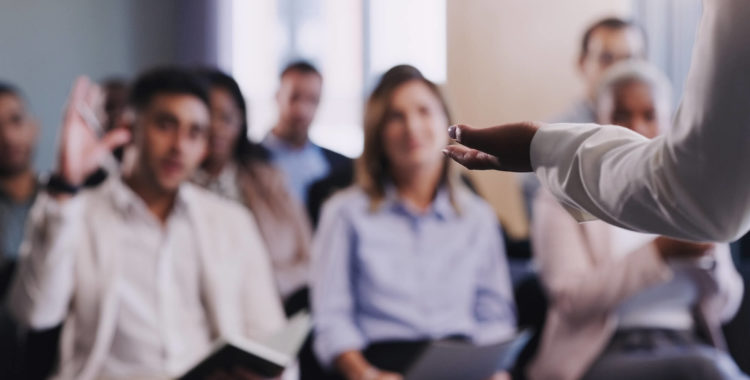 Closeup shot of an unrecognisable businesswoman delivering a presentation during a conference