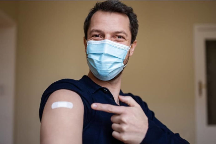 A man after getting vaccinated