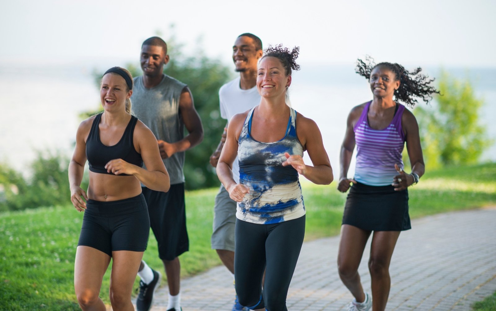 Group of friends staying active