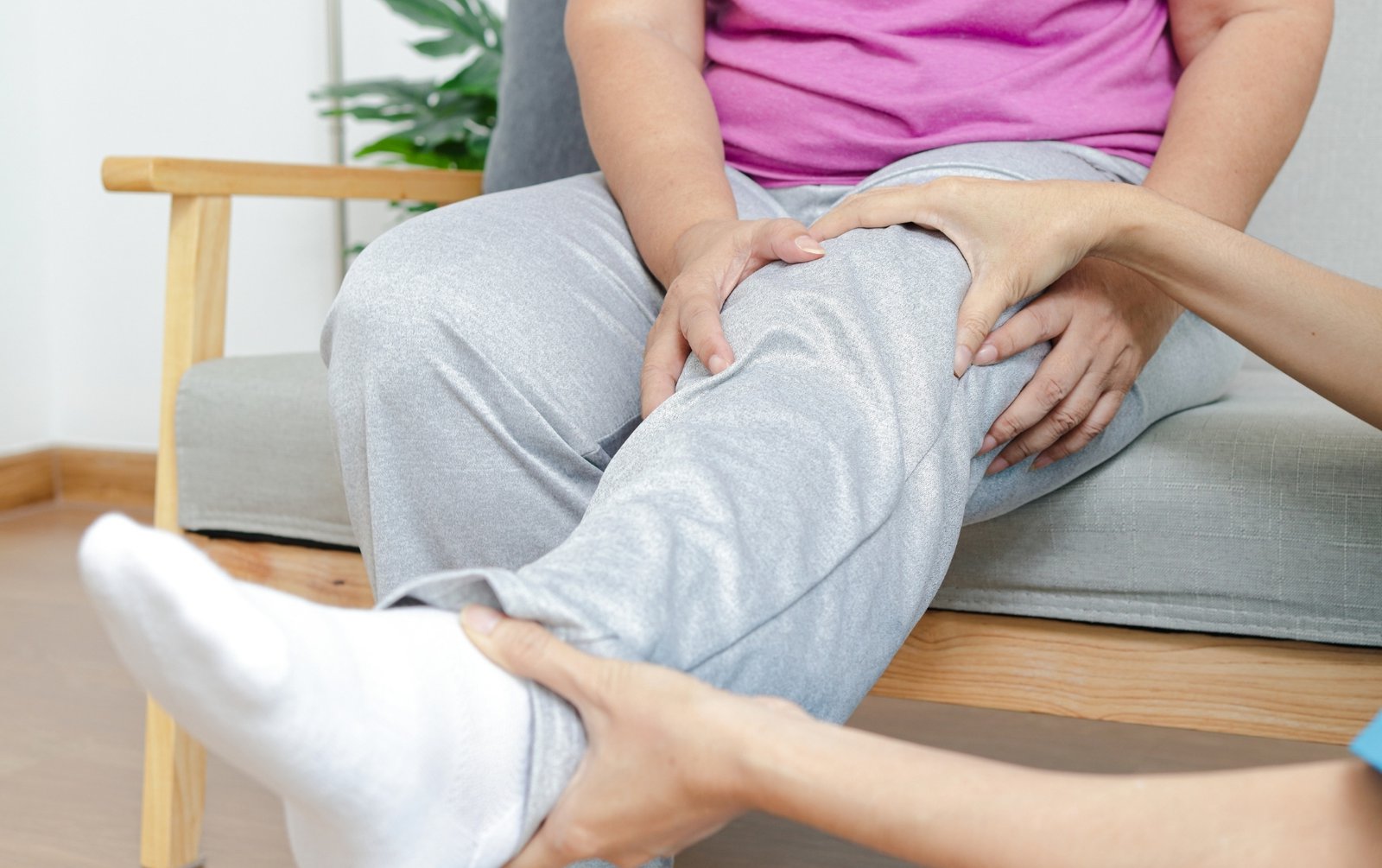 Patient doing leg strengthening exercises