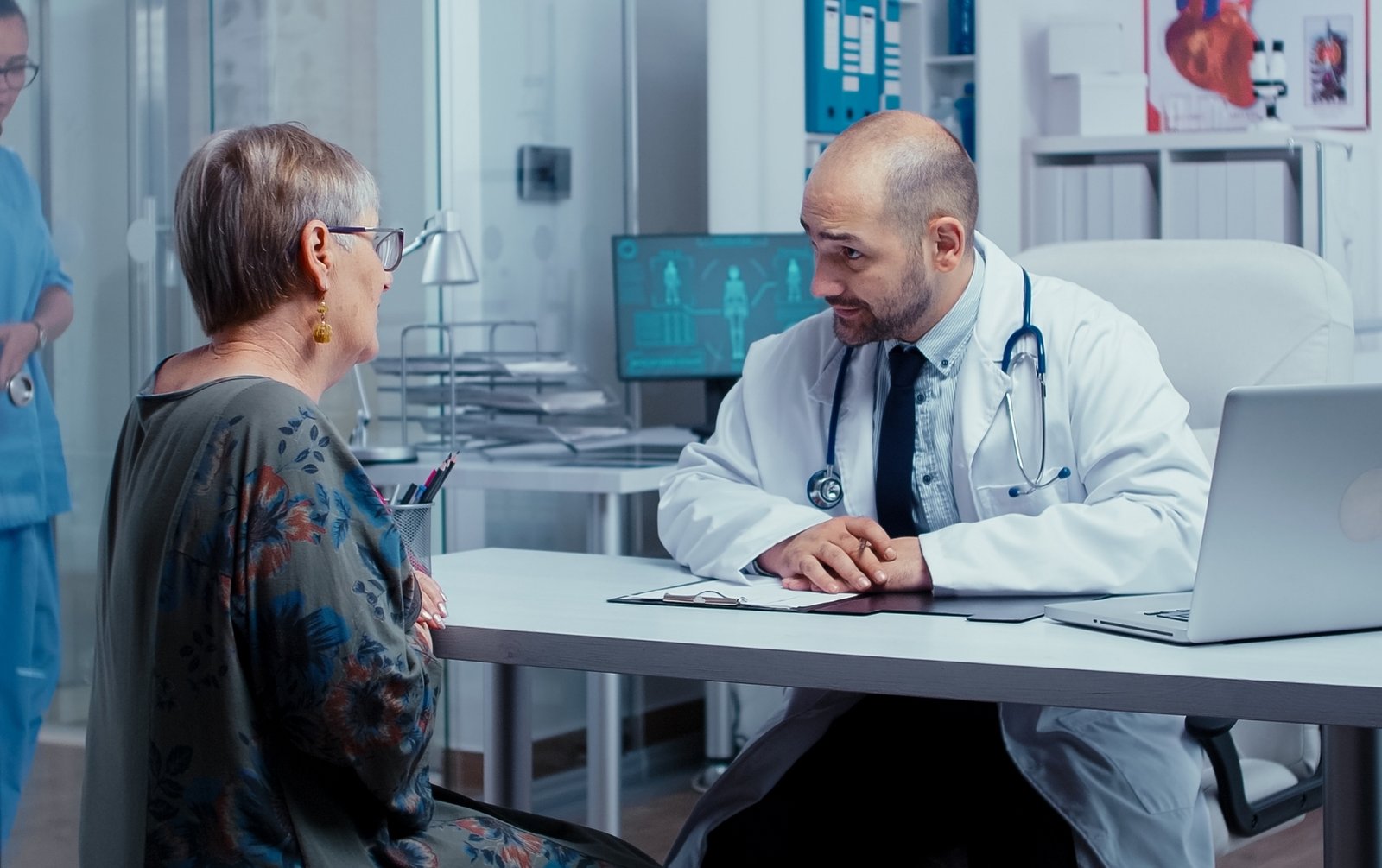 Senior woman visiting her doctor for an annual checkup